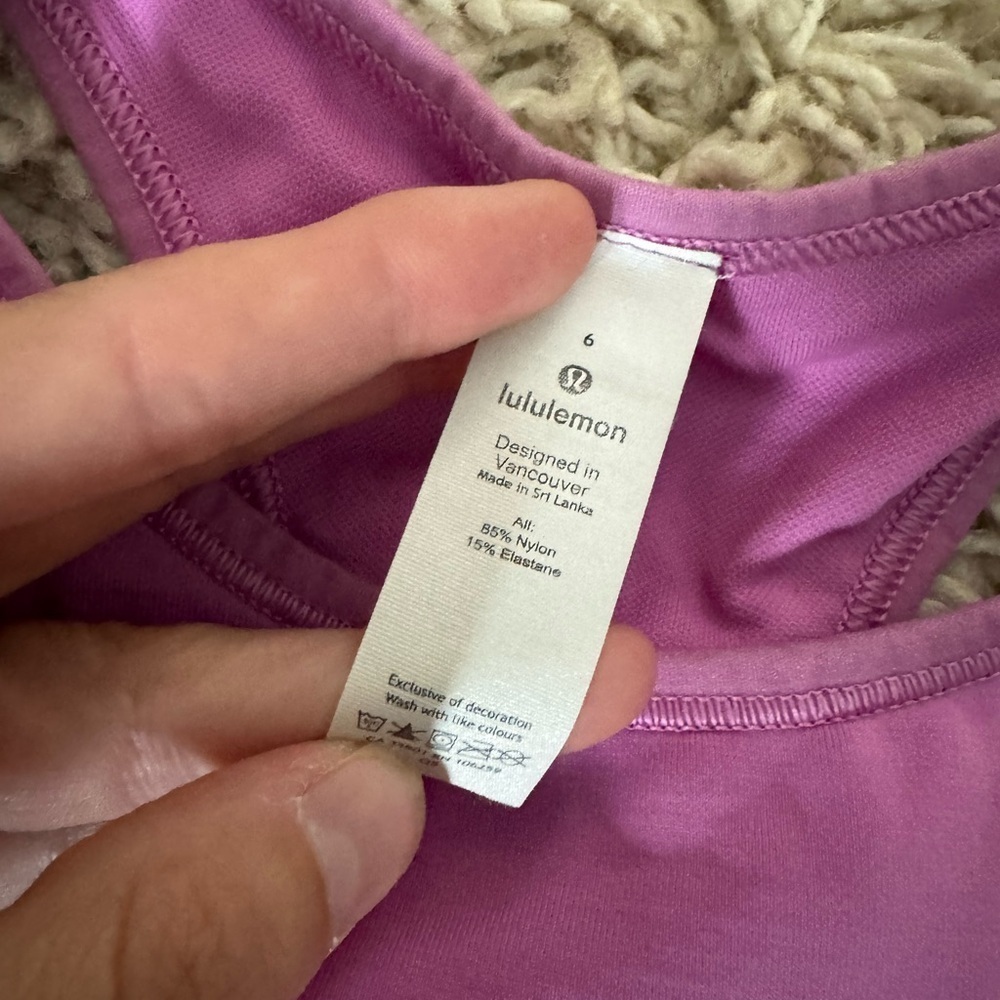 Lululemon- Fuscia Purple High Neck Cropped Workout Tank Sports Bra - Picture 3 of 4